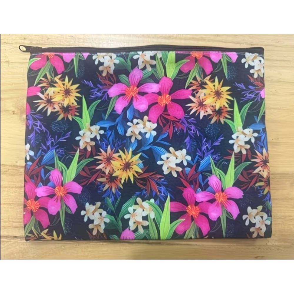 Women's Floral Black Pink Cosmetic Bag One Size